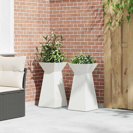 Søjle Plantekasse 2 pcs Hvid 35 x 35 x 73 cm