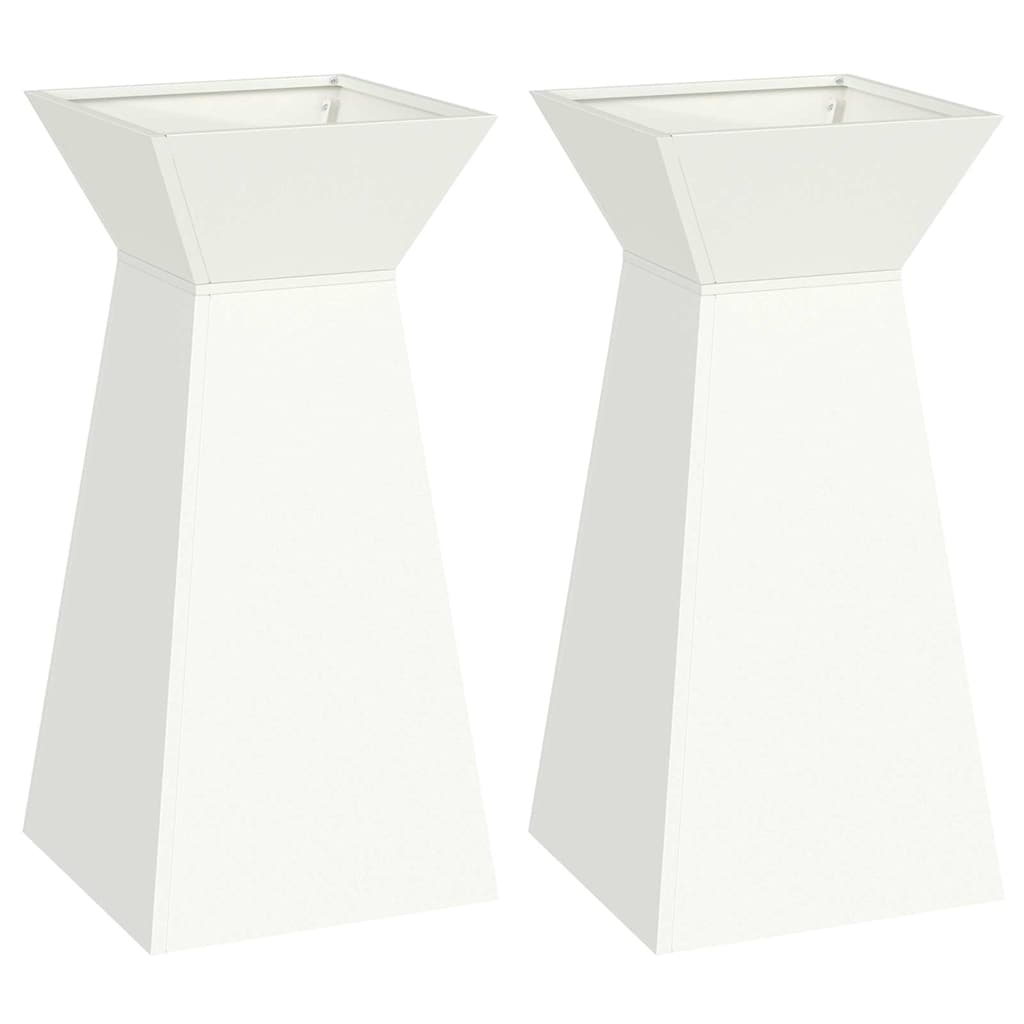 Søjle Plantekasse 2 pcs Hvid 35 x 35 x 73 cm Stål