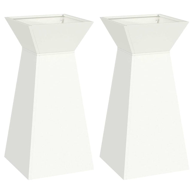 Søjle Plantekasse 2 stk. Hvid 35 x 35 x 73 cm Koldvalset stål