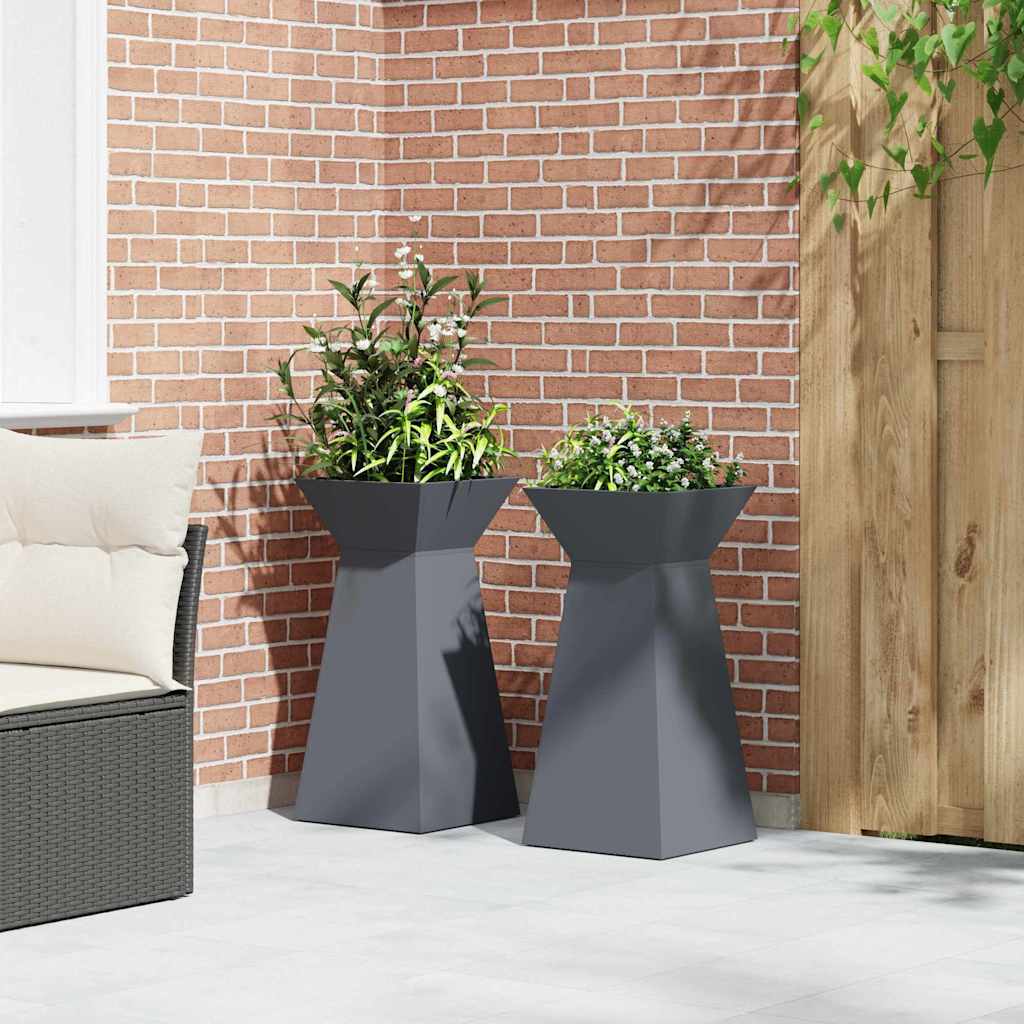 Søjle Plantekasse 2 pcs Antracit 35 x 35 x 73 cm Stål