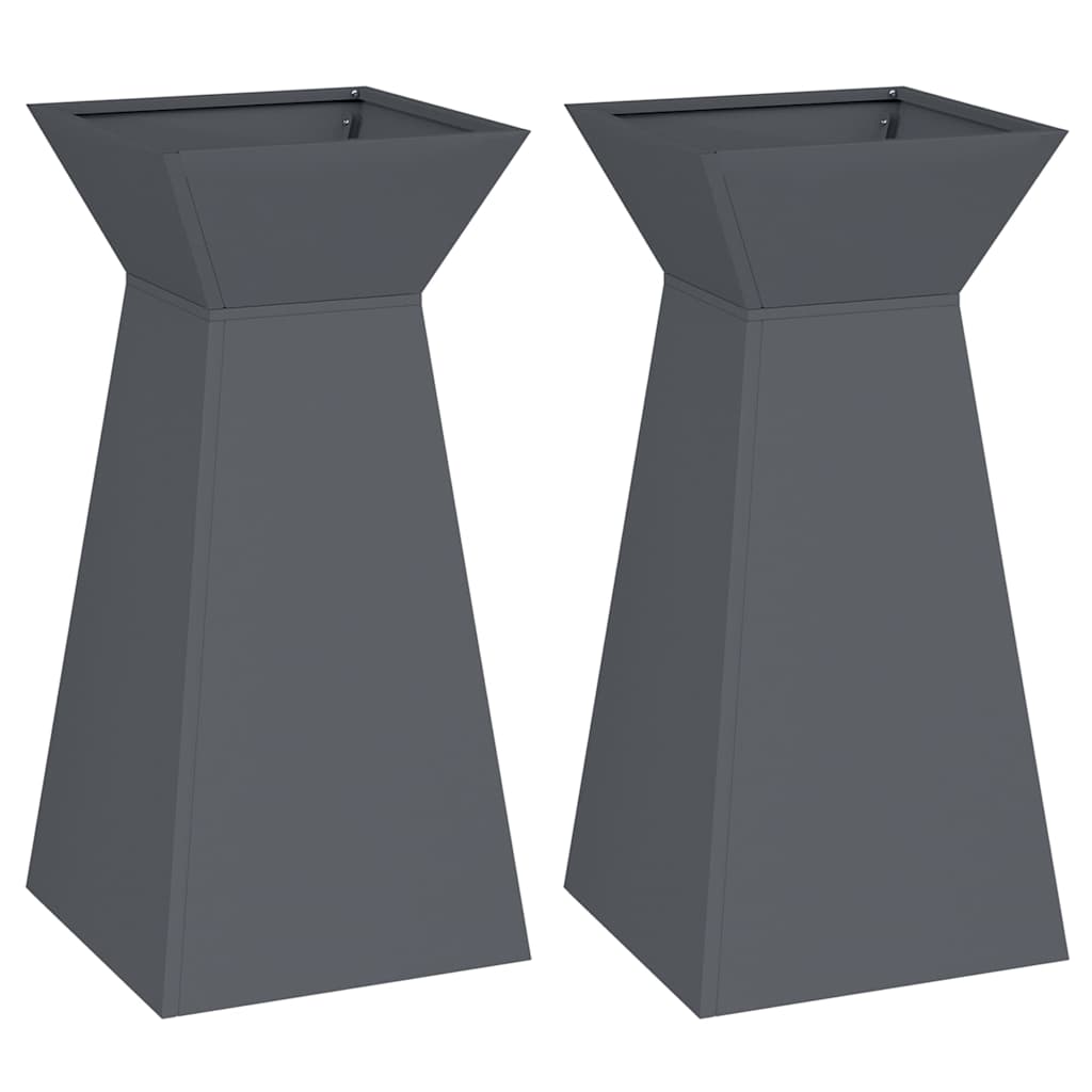 Søjle Plantekasse 2 pcs Antracit 35 x 35 x 73 cm Stål