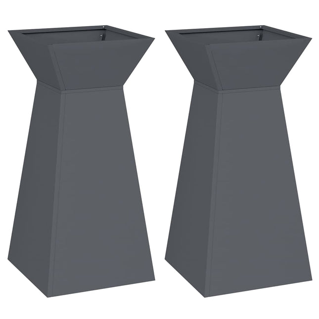 Søjle Plantekasse 2 stk. Antracit 35 x 35 x 73 cm