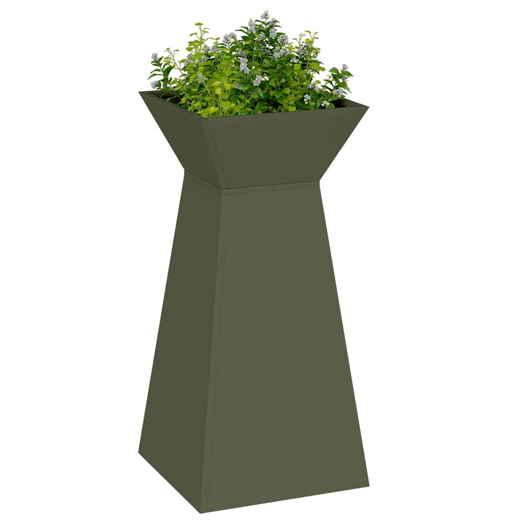 Søjle Plantekasse 2 pcs Olivengrøn 35 x 35 x 73 cm Stål