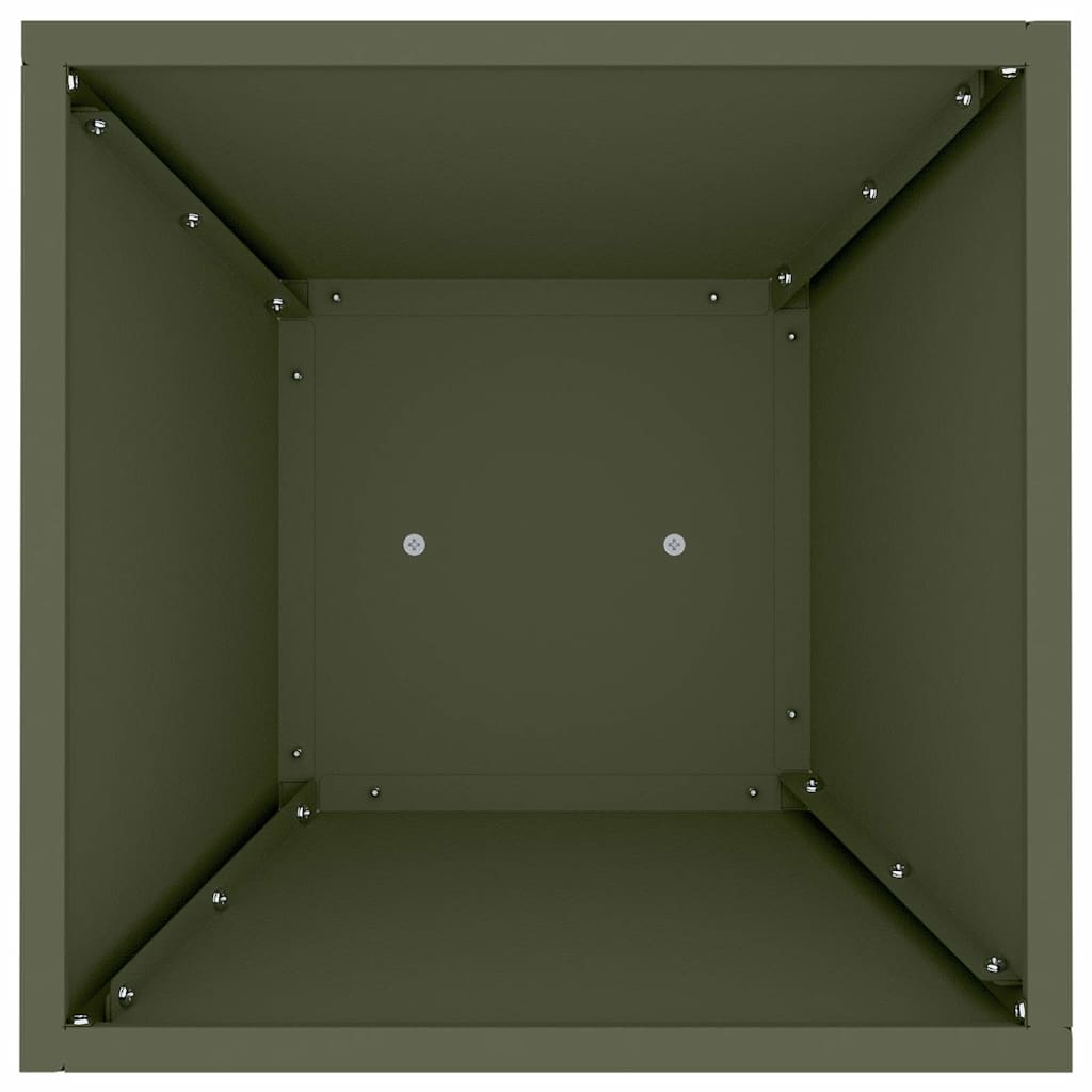 Søjle Plantekasse 2 pcs Olivengrøn 35 x 35 x 73 cm Stål