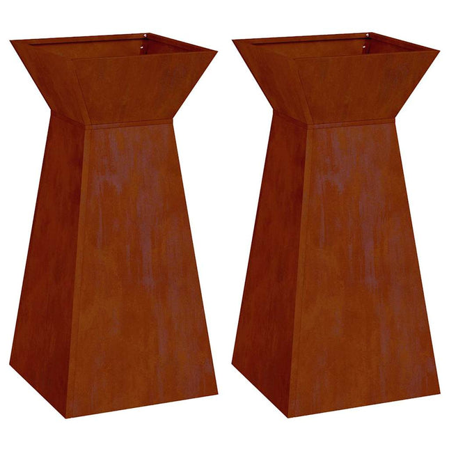 Søjle Plantekasse 2 stk. Rusten 35 x 35 x 73 cm Cortenstål