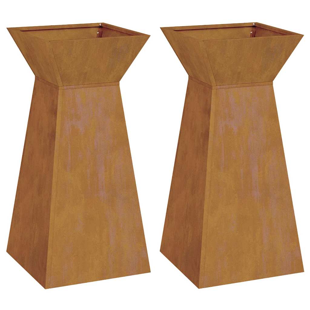 Søjle Plantekasse 2 pcs Sølv 35 x 35 x 73 cm Stål