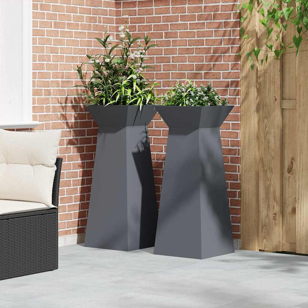Søjle Plantekasse 2 pcs Antracit 40 x 40 x 100 cm Stål
