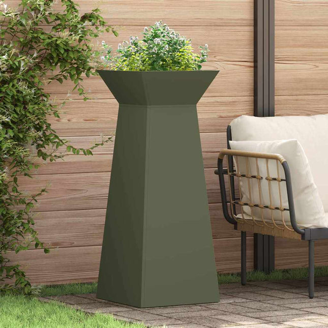 Søjle Plantekasse Olivengrøn 40 x 40 x 100 cm Koldvalset stål