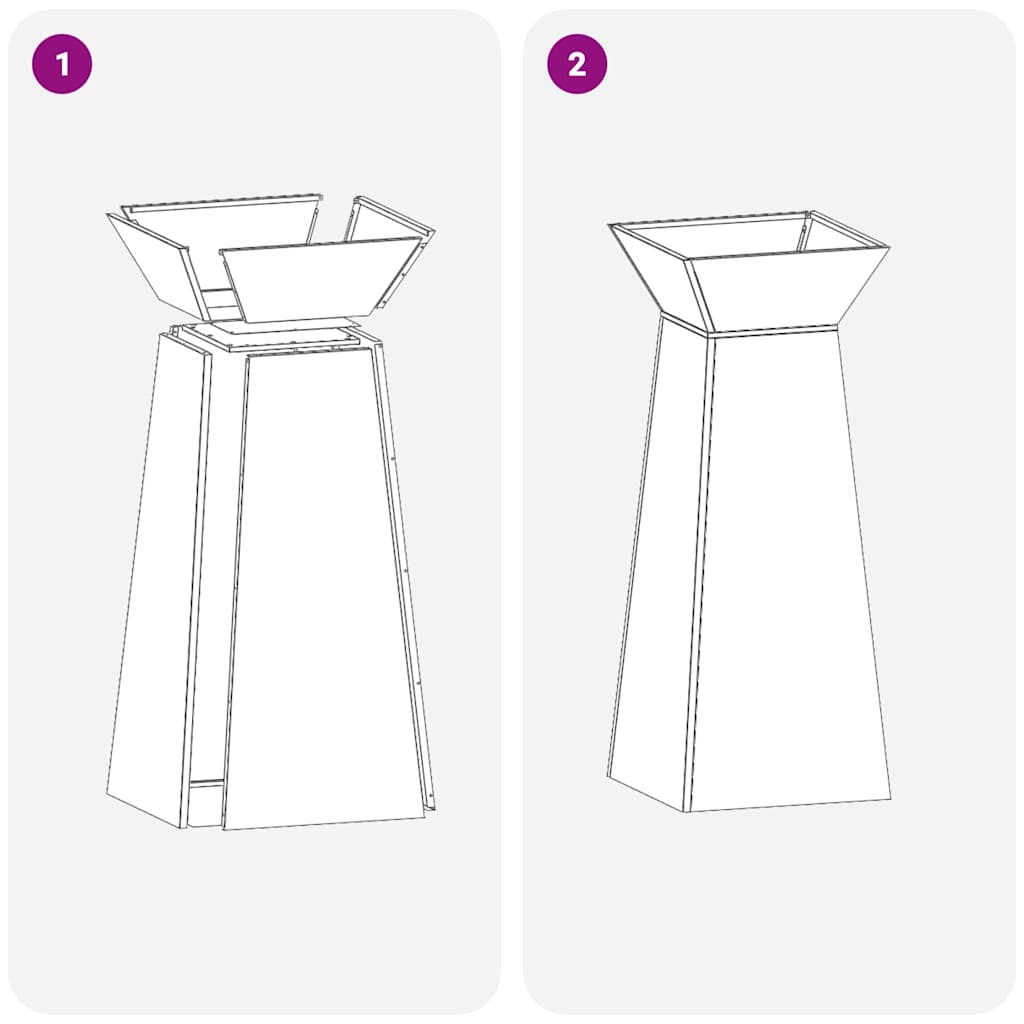Søjle Plantekasse 2 pcs Sølv 40 x 40 x 100 cm Stål