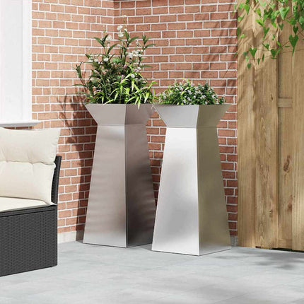 Søjle Plantekasse 2 stk. Sølv 40 x 40 x 100 cm Rustfrit stål