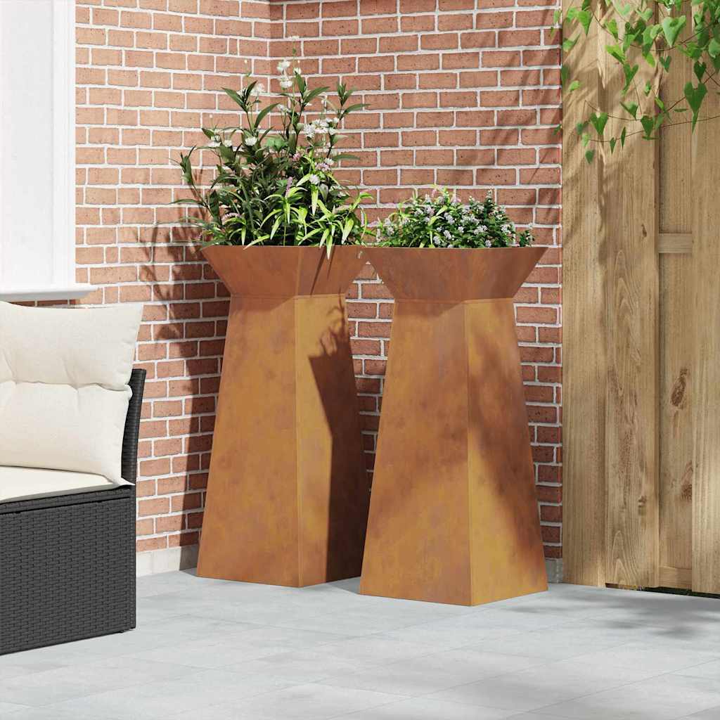 Søjle Plantekasse 2 pcs Sølv 40 x 40 x 100 cm Stål