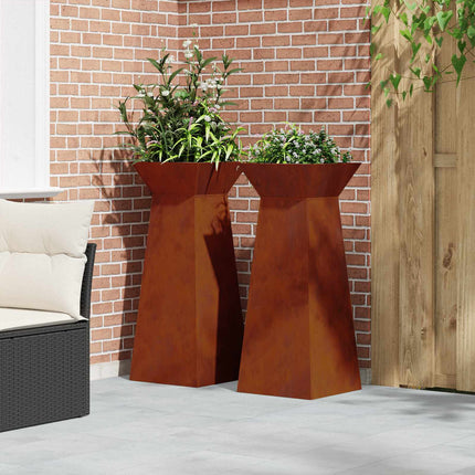 Søjle Plantekasse 2 stk. Rusten 40 x 40 x 100 cm Cortenstål