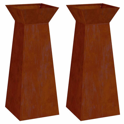 Søjle Plantekasse 2 stk. Rusten 40 x 40 x 100 cm Cortenstål