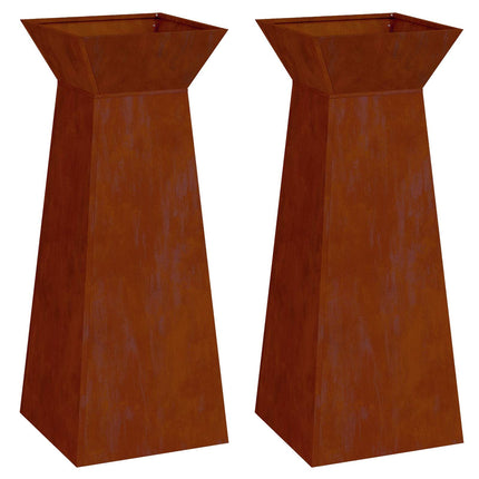 Søjle Plantekasse 2 stk. Rusten 40 x 40 x 100 cm Cortenstål