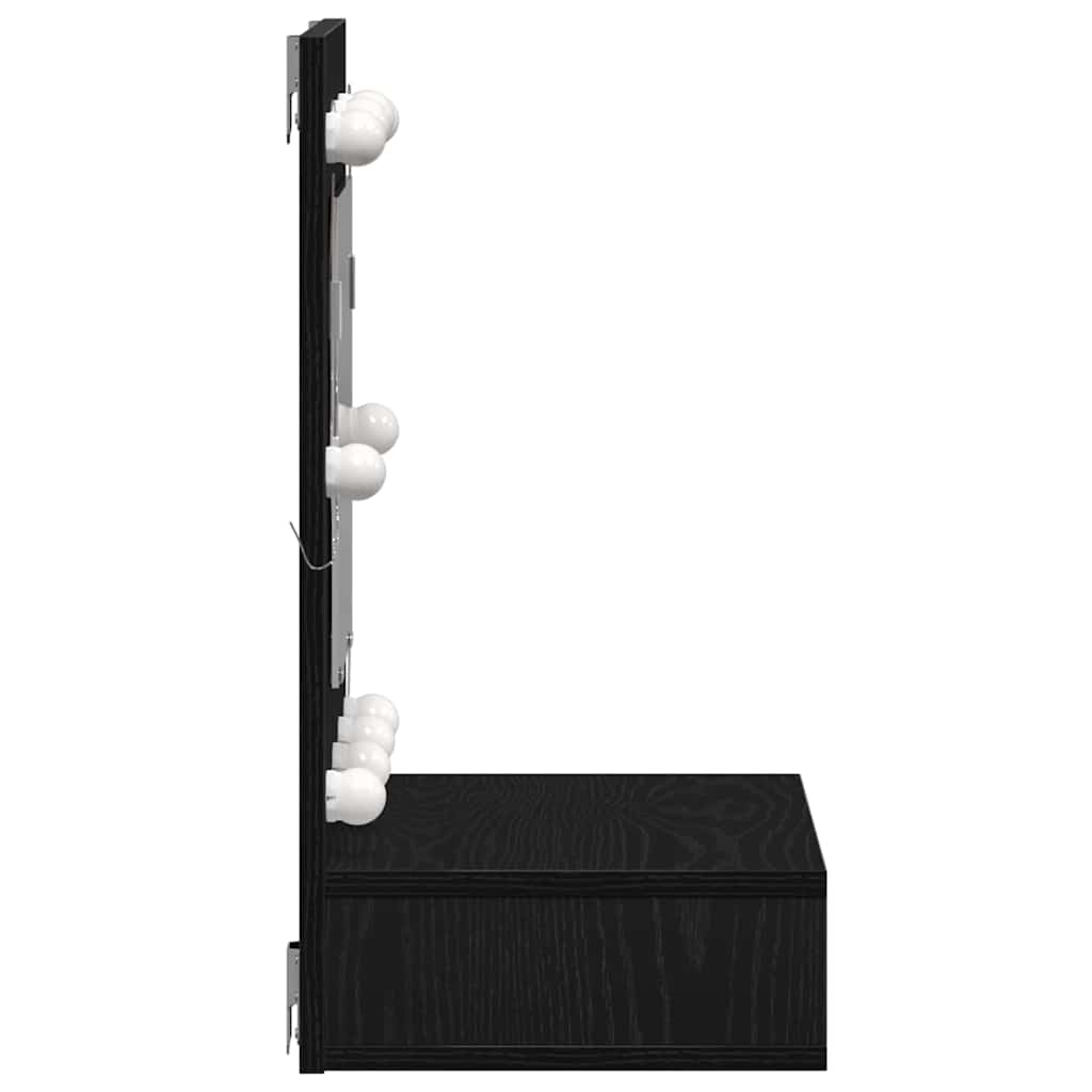 Spejlskab med hylde Sort eg 60 x 31,5 x 62 cm Konstrueret træ