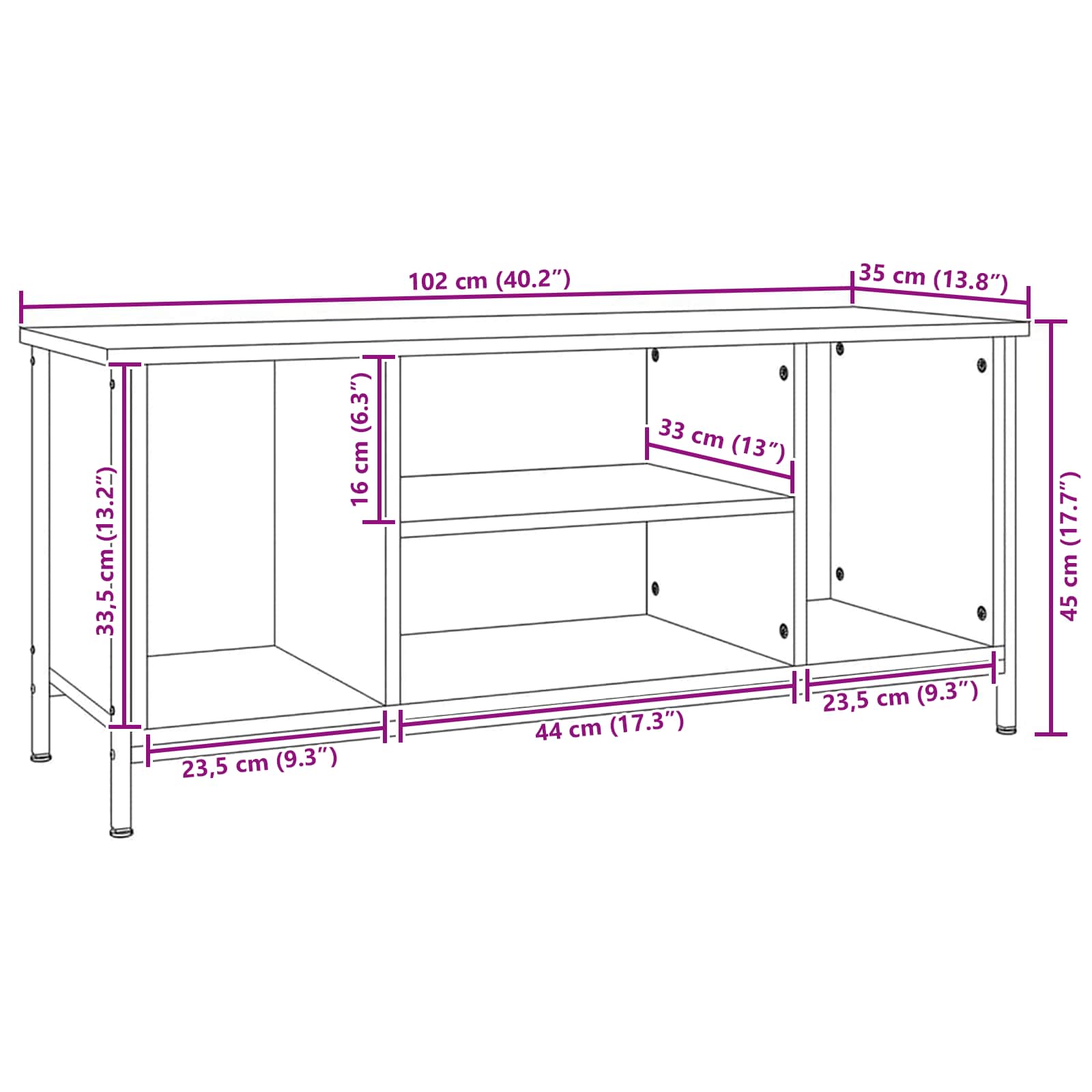TV-skab Gammelt træ 102 x 35 x 45 cm Konstrueret træ