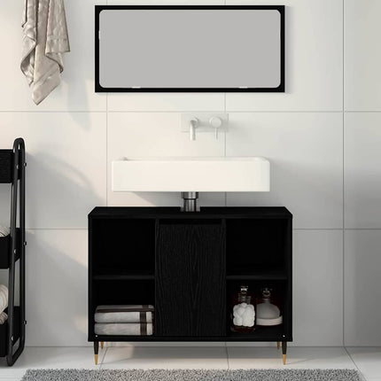 Badeværelsesskab Sort 80 x 33 x 60 cm Konstrueret træ