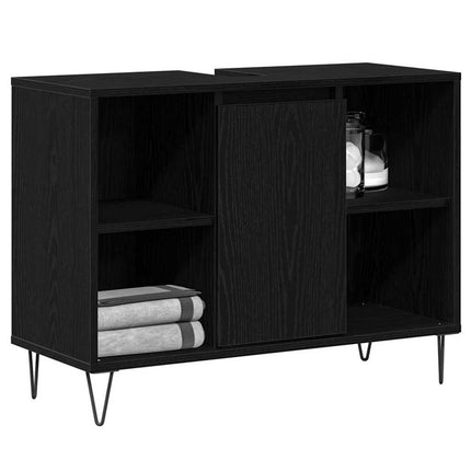 Badeværelsesskab Sort 80 x 33 x 60 cm Konstrueret træ