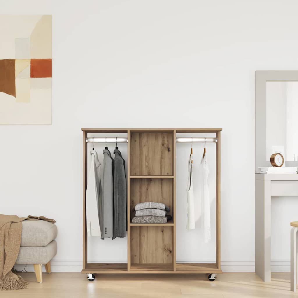Garderobe med hjul artisan eg 102 x 38 x 110 cm Konstrueret træ
