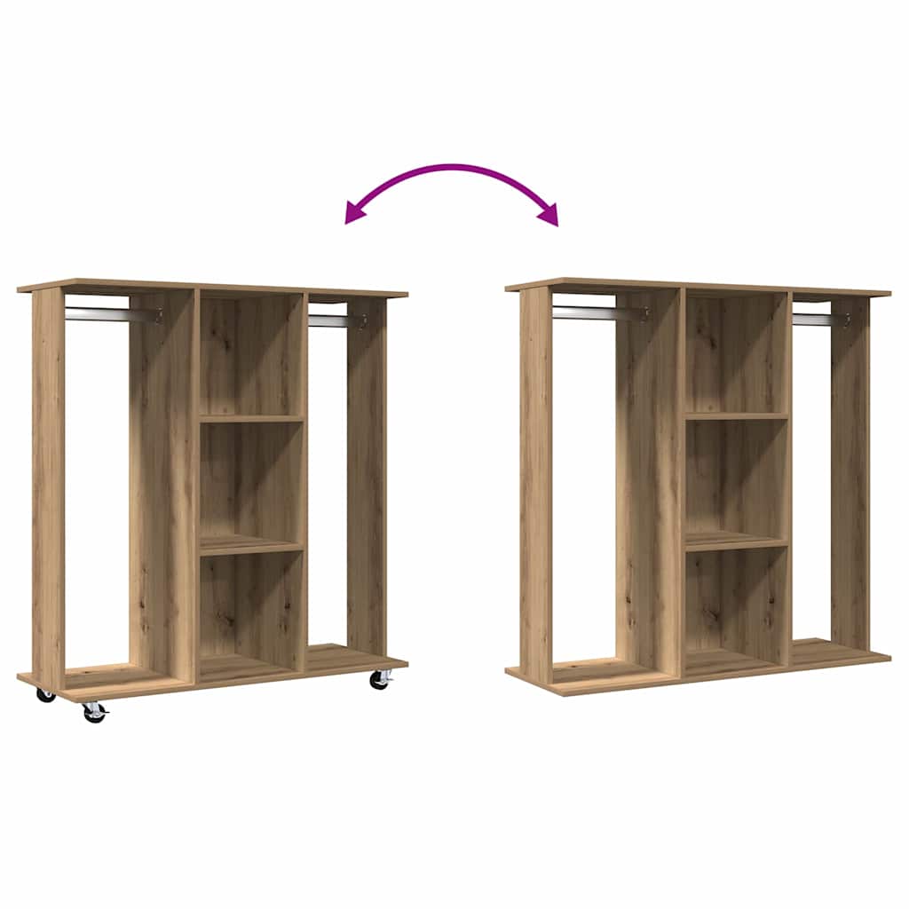 Garderobe med hjul artisan eg 102 x 38 x 110 cm Konstrueret træ