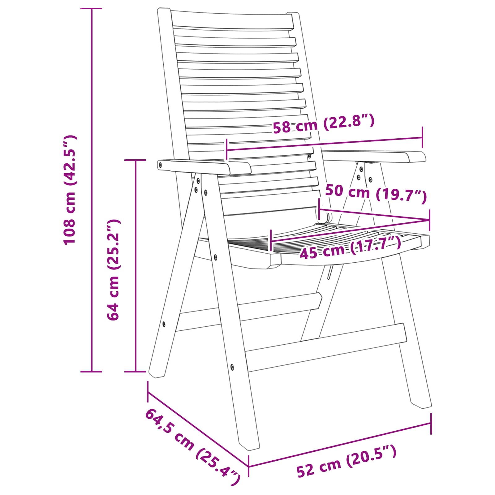 Stol 8 pcs Brun 64.5 x 52 x 108 cm Massiv Teaktræ