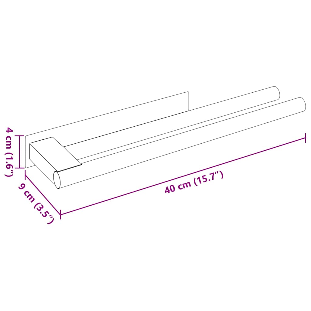 Håndklædestang Sølv 40 x 9 x 4 cm Rustfrit stål
