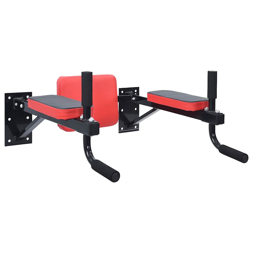 Dip station - sort/rød, 72,5 × 70 × 31 cm, pulverlakeret stål