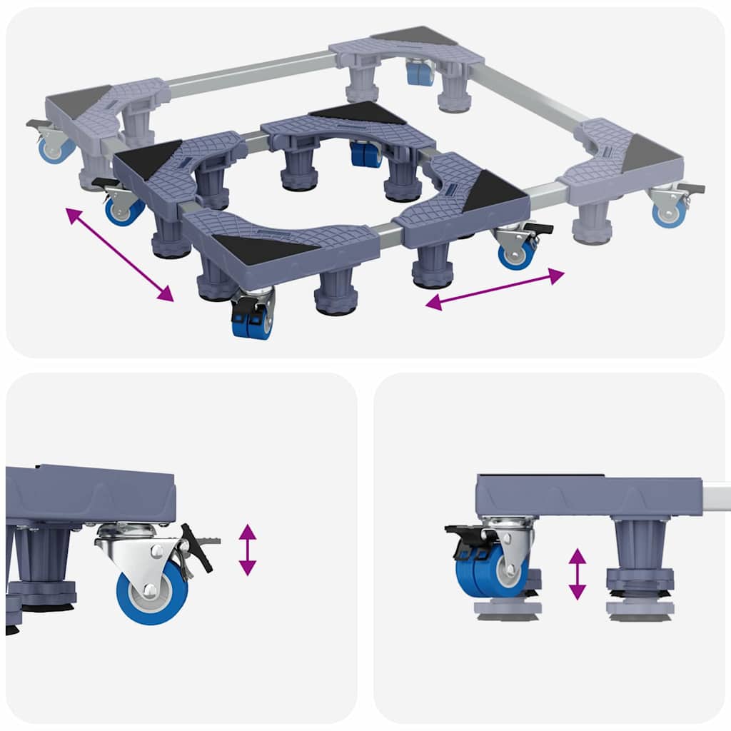 Vaskemaskinefod Grå 66 x 66 x 12 cm Rustfrit stål