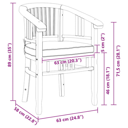 Stol 2 pcs Brun 63 x 58 x 89 cm Massiv Teaktræ