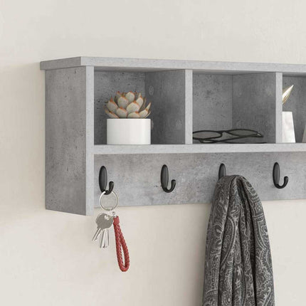 Vægmonteret Jakkeholder med hylde Beton Grå 100 x 16 x 26 cm