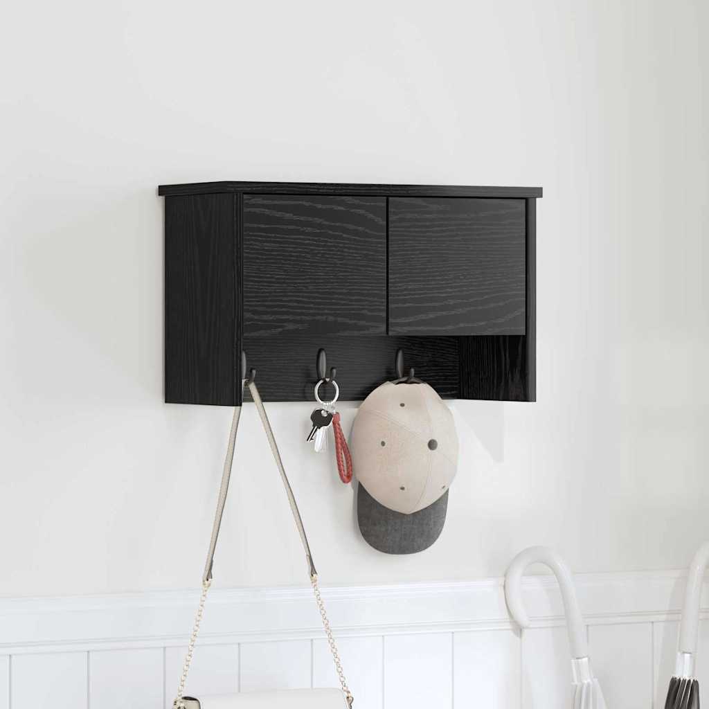 Vægmonteret Jakkeholder Sort eg 50 x 20 x 30 cm Konstrueret træ
