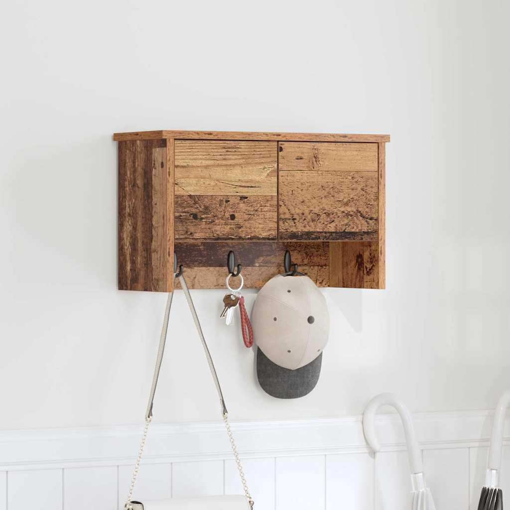 Vægmonteret Jakkeholder med hylde Gammelt træ 50 x 20 x 30 cm