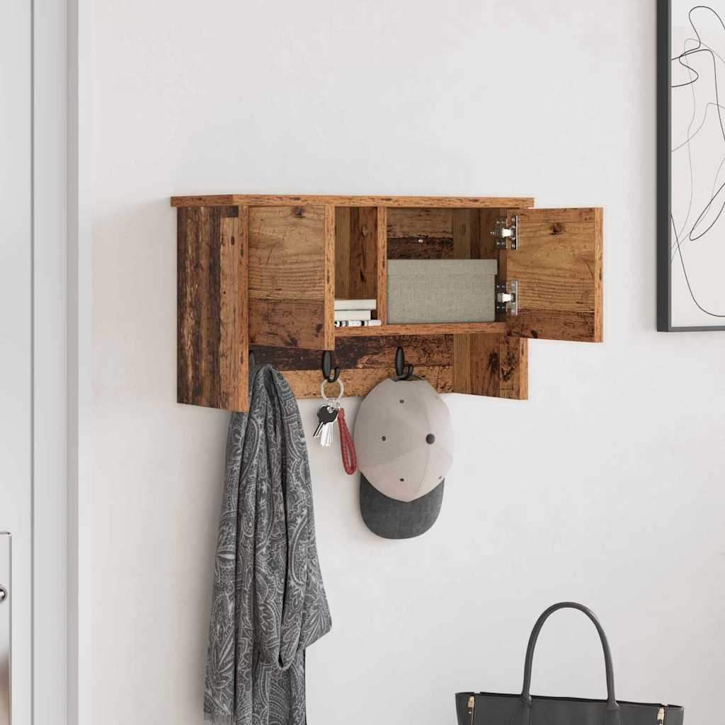 Vægmonteret Jakkeholder med hylde Gammelt træ 50 x 20 x 30 cm
