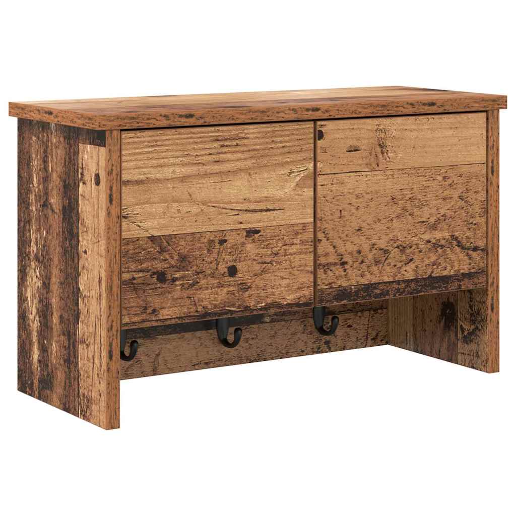 Vægmonteret Jakkeholder med hylde Gammelt træ 50 x 20 x 30 cm
