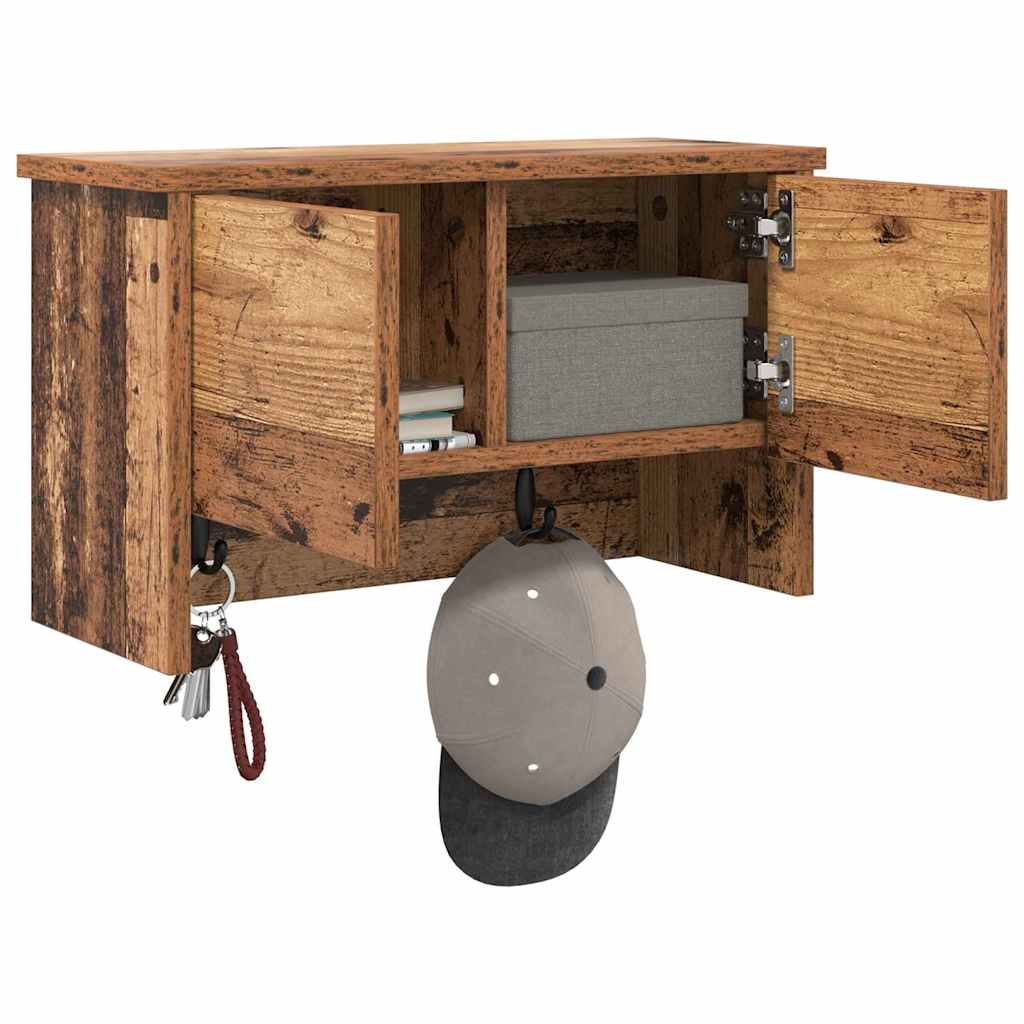 Vægmonteret Jakkeholder med hylde Gammelt træ 50 x 20 x 30 cm