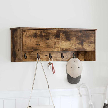 Vægmonteret Jakkeholder med hylde Røget eg 80 x 20 x 30 cm