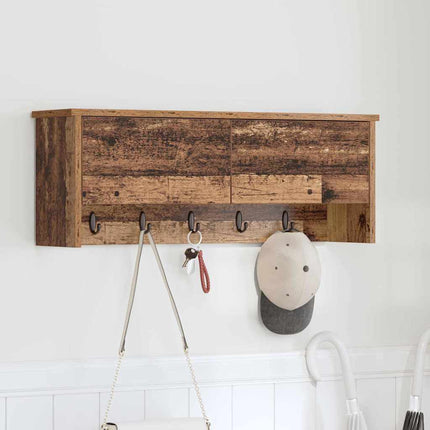 Vægmonteret Jakkeholder med hylde Gammelt træ 80 x 20 x 30 cm