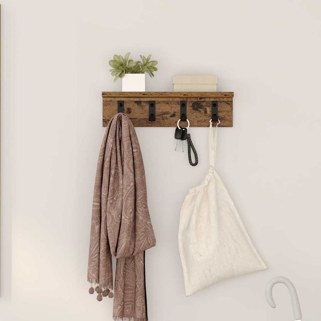 Vægmonteret Jakkeholder Gammelt træ 40 x 10,5 x 10,5 cm