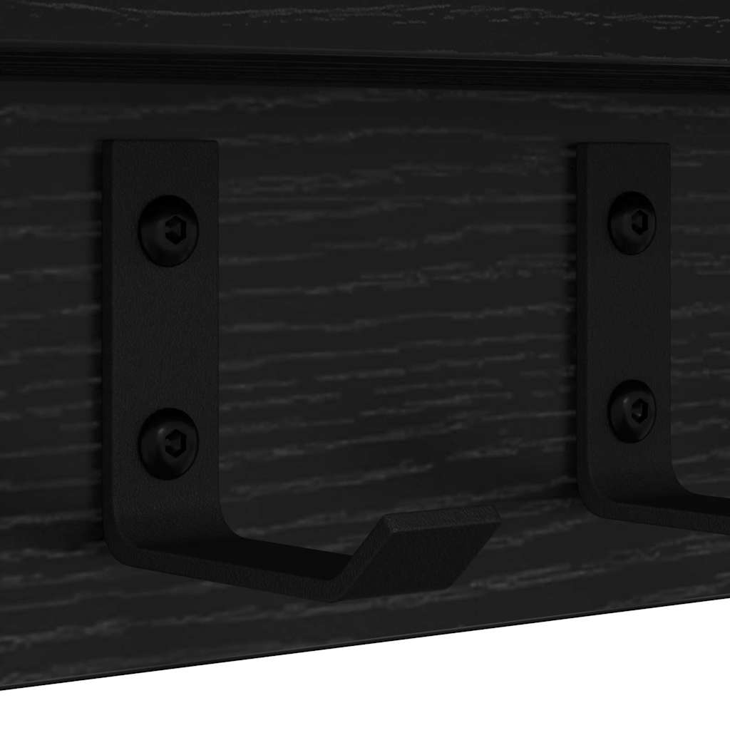 Vægmonteret Jakkeholder med hylde Sort eg 60 x 10.5 x 10.5 cm