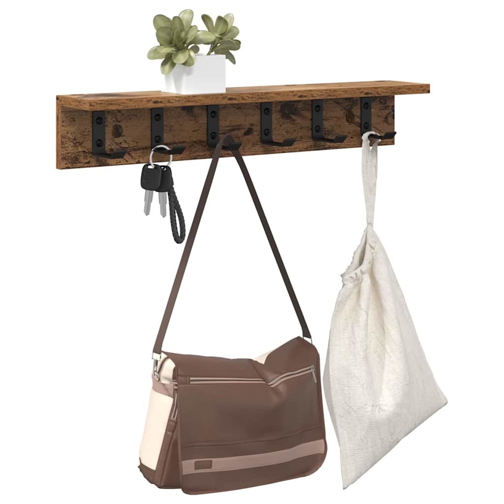 Vægmonteret Jakkeholder Gammelt træ 60 x 10,5 x 10,5 cm