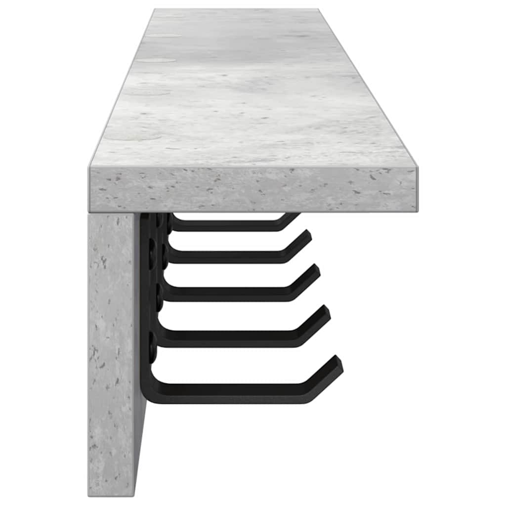 Vægmonteret Jakkeholder Beton Grå 80 x 10,5 x 10,5 cm