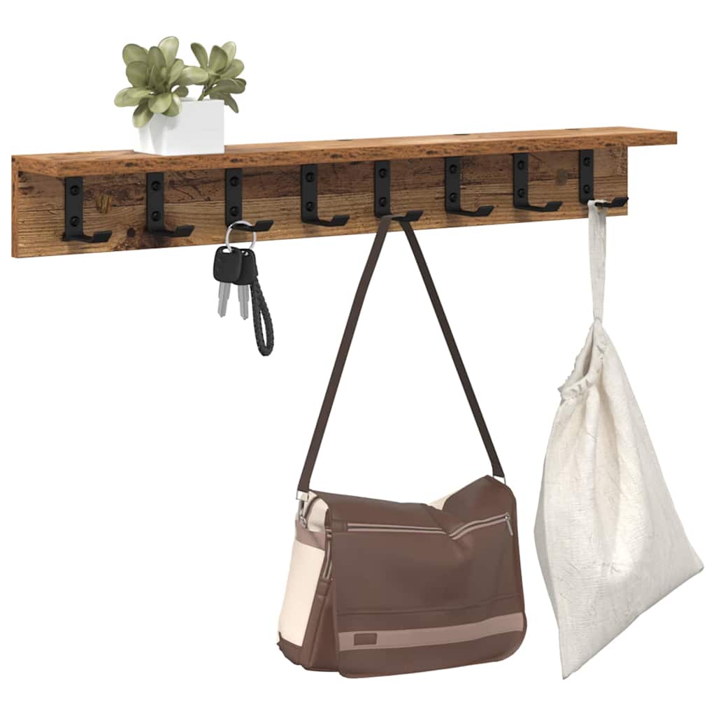 Vægmonteret Jakkeholder Gammelt træ 80 x 10,5 x 10,5 cm