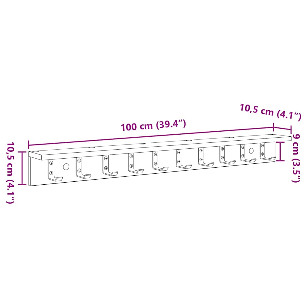 Vægmonteret Jakkeholder med hylde Hvid 100 x 10.5 x 10.5 cm