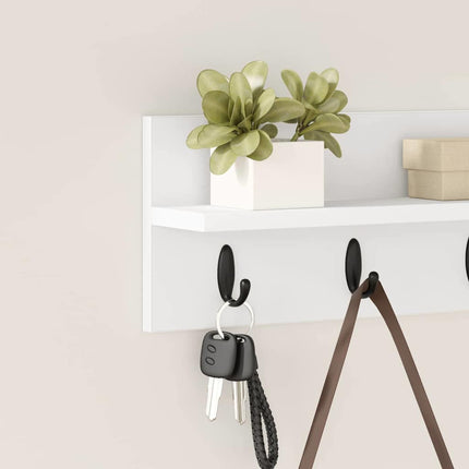 Vægmonteret Jakkeholder Hvid 40 x 10,5 x 18 cm Konstrueret træ