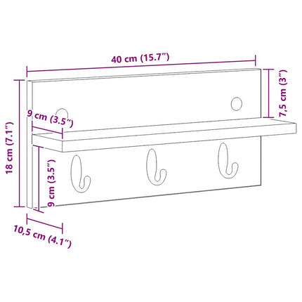 Vægmonteret Jakkeholder Hvid 40 x 10,5 x 18 cm Konstrueret træ