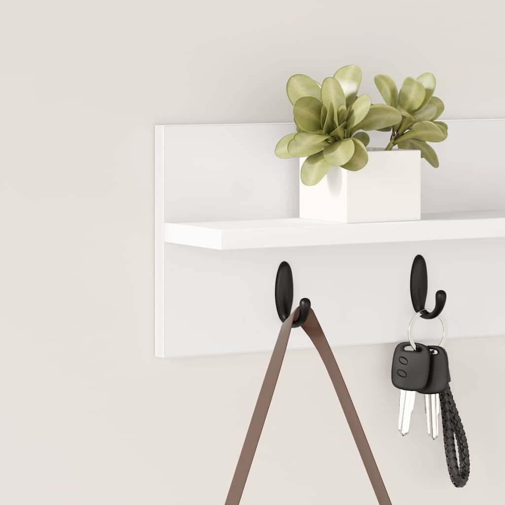 Vægmonteret Jakkeholder Hvid 60 x 10,5 x 18 cm Konstrueret træ
