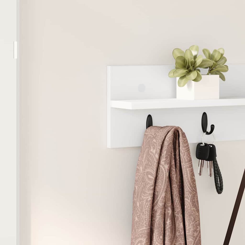 Vægmonteret Jakkeholder Hvid 80 x 10,5 x 18 cm Konstrueret træ
