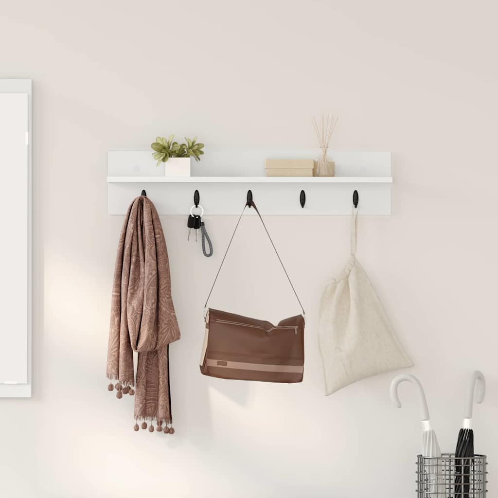 Vægmonteret Jakkeholder Hvid 80 x 10,5 x 18 cm Konstrueret træ