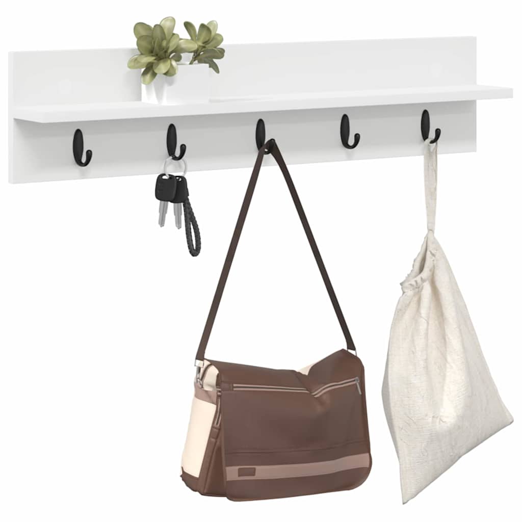 Vægmonteret Jakkeholder Hvid 80 x 10,5 x 18 cm Konstrueret træ