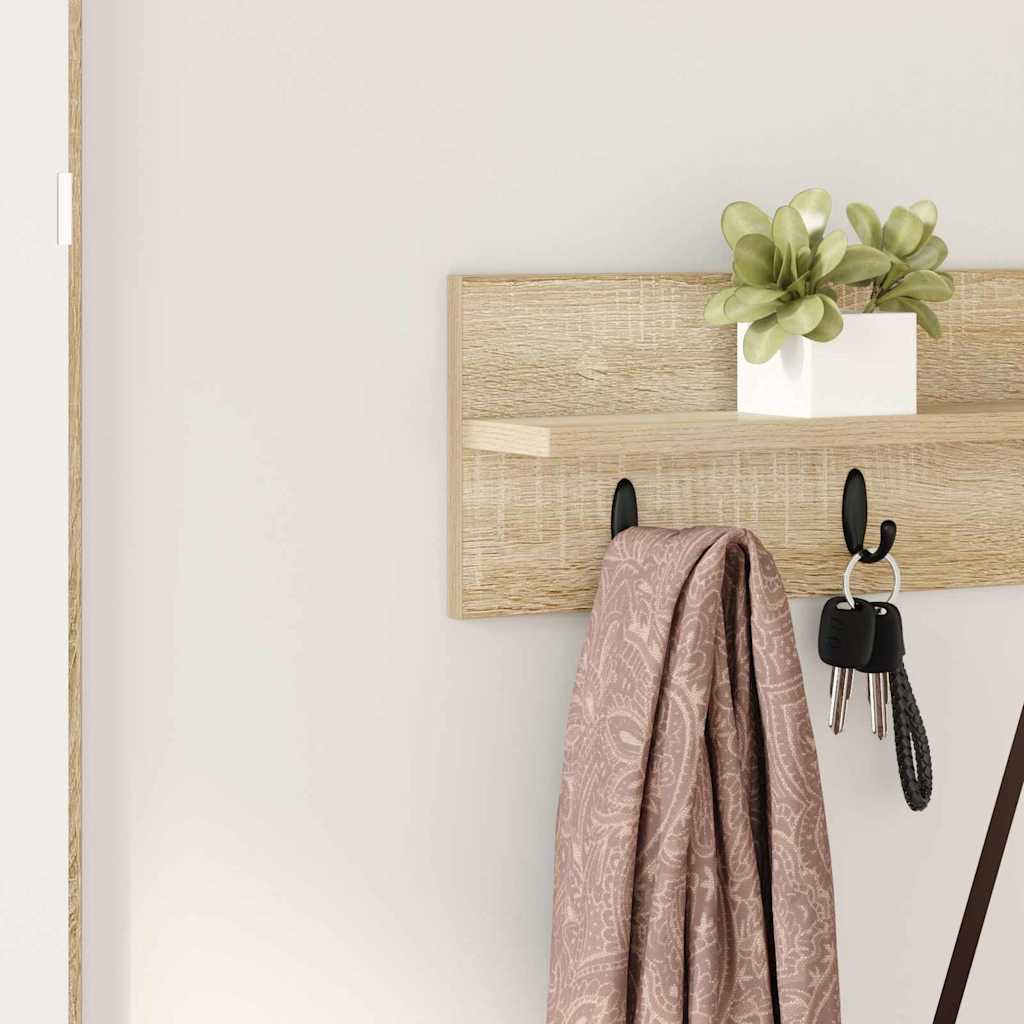 Vægmonteret Jakkeholder med hylde Sonoma-eg 80 x 10.5 x 18 cm